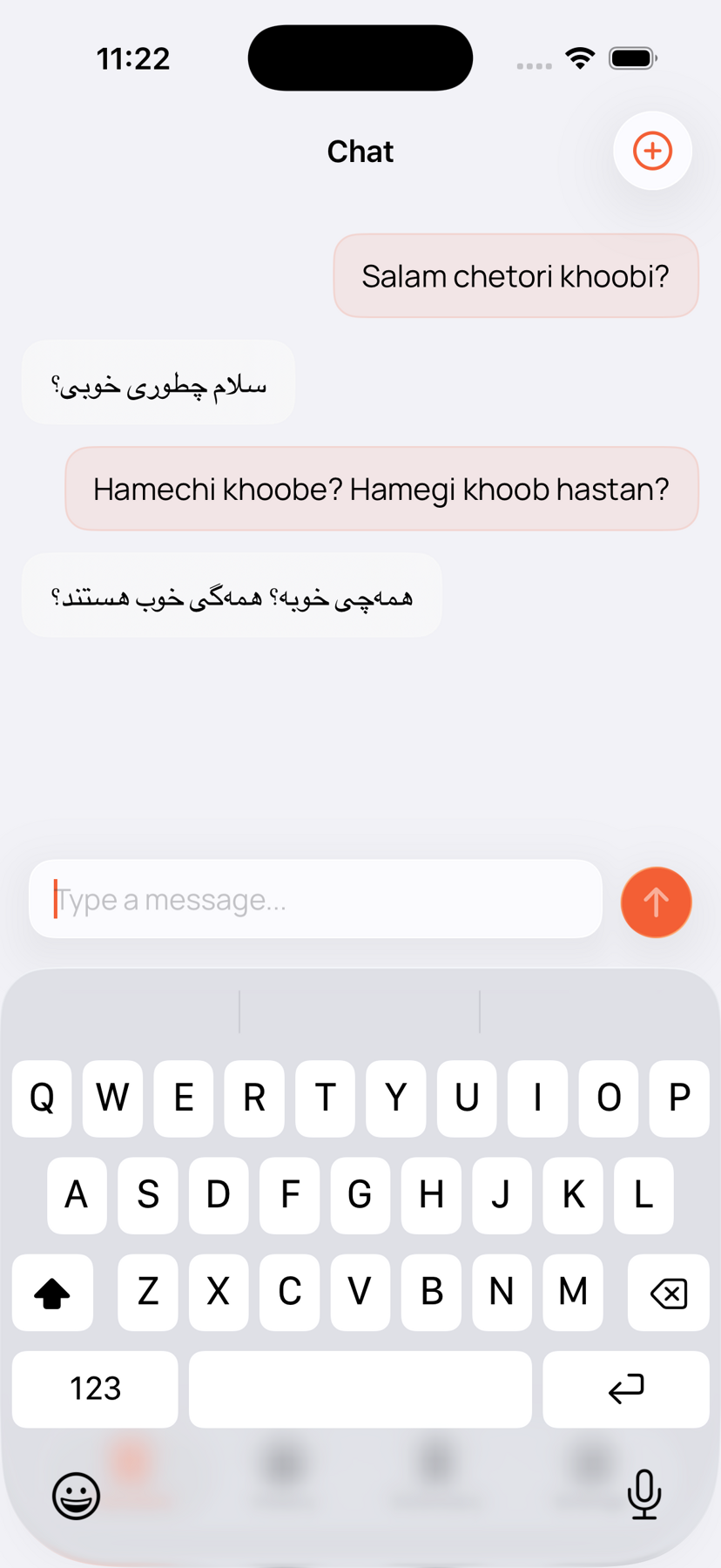 Translit app — transliteration chat interface