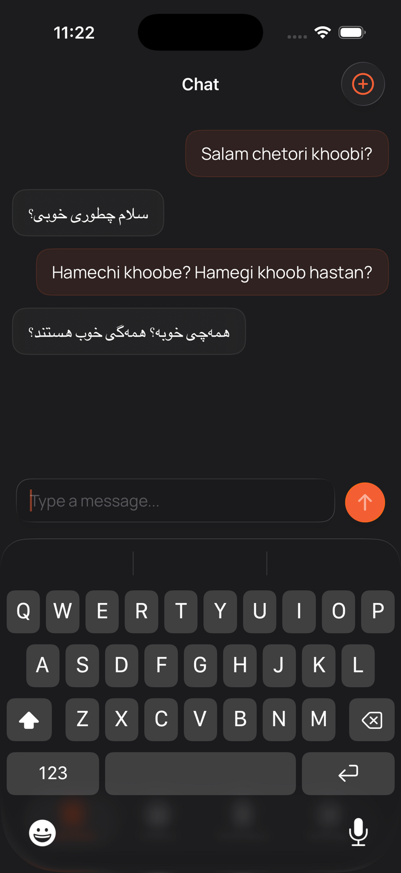 Translit app — transliteration chat interface